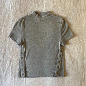 Free People Cropped Short Sleeve Mock Neck